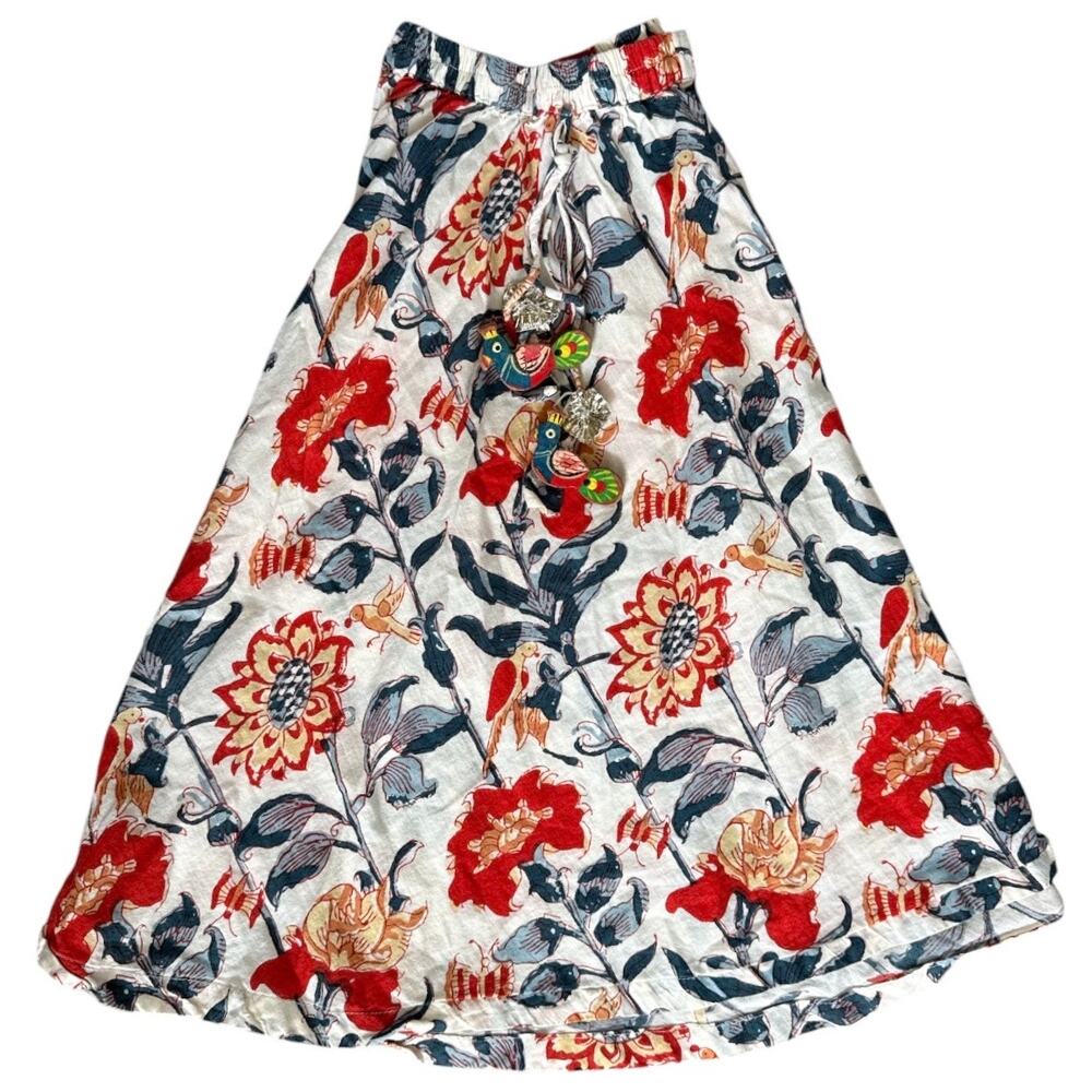 Bohemian Indian Toddler Maxi Skirt With Wooden bead detail Size 18-24 Months